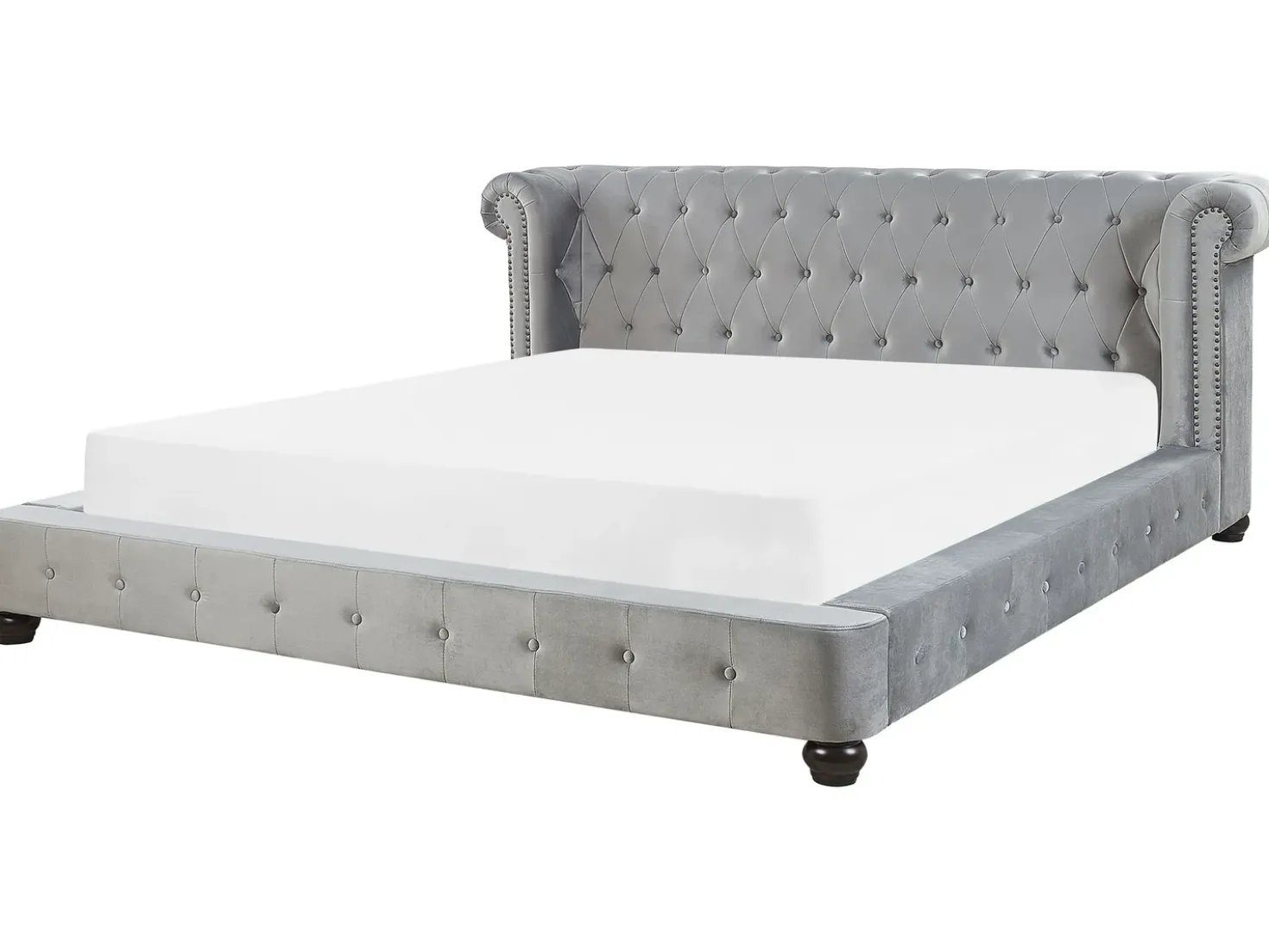 Letto Velluto CAVAILLON 180 x 200 cm Grigio chiaro