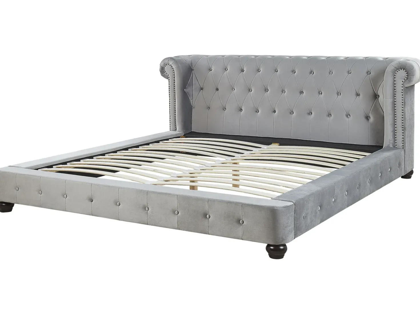 Letto Velluto CAVAILLON 180 x 200 cm Grigio chiaro