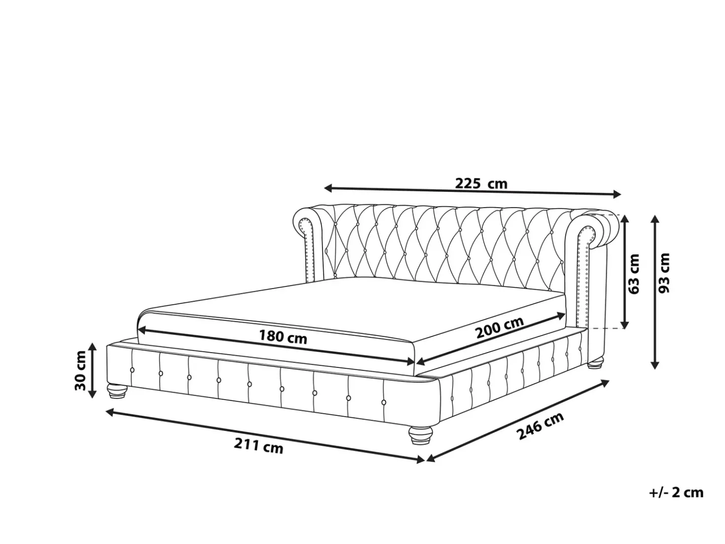 Letto Velluto CAVAILLON 180 x 200 cm Grigio chiaro