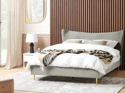 Letto Velluto CHALEIX 180 x 200 cm Grigio chiaro
