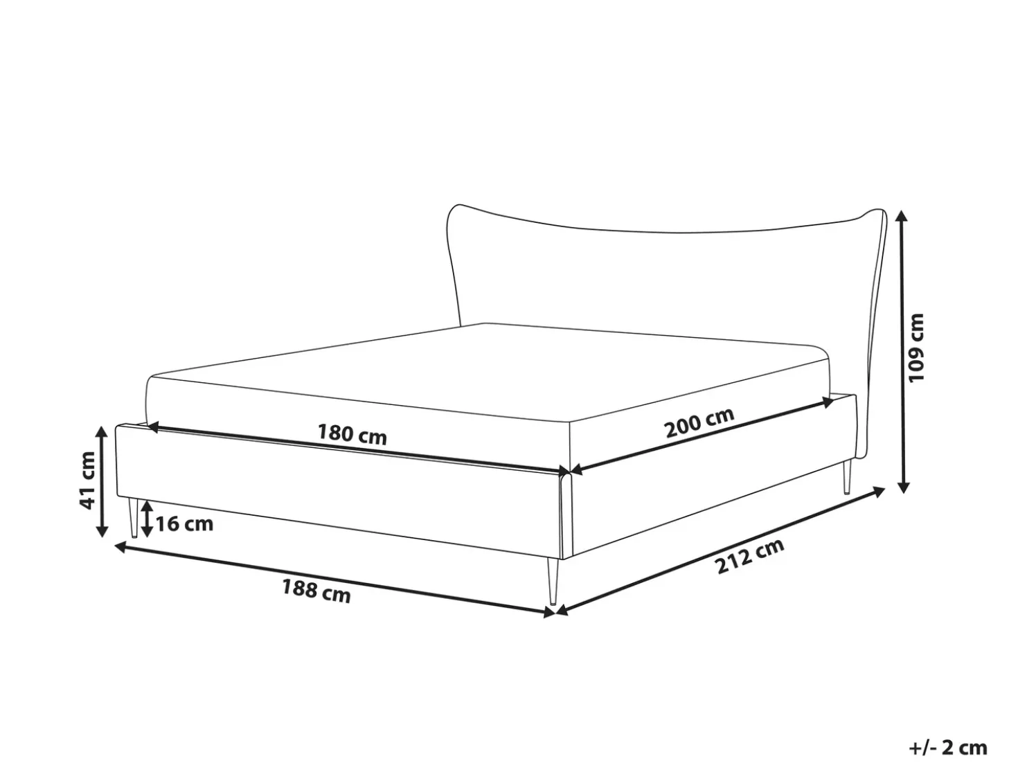 Letto Velluto CHALEIX 180 x 200 cm Rosa pesca