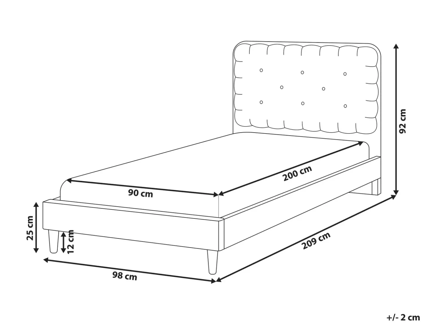Letto Velluto CORSAINT 90 x 200 cm Beige