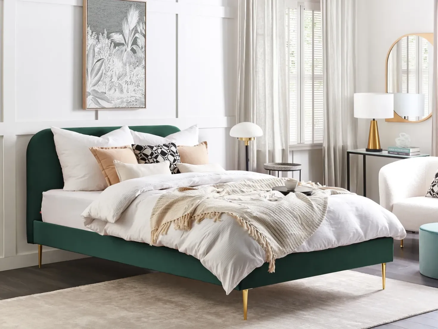 Letto Velluto FLAYAT 160 x 200 cm Verde smeraldo
