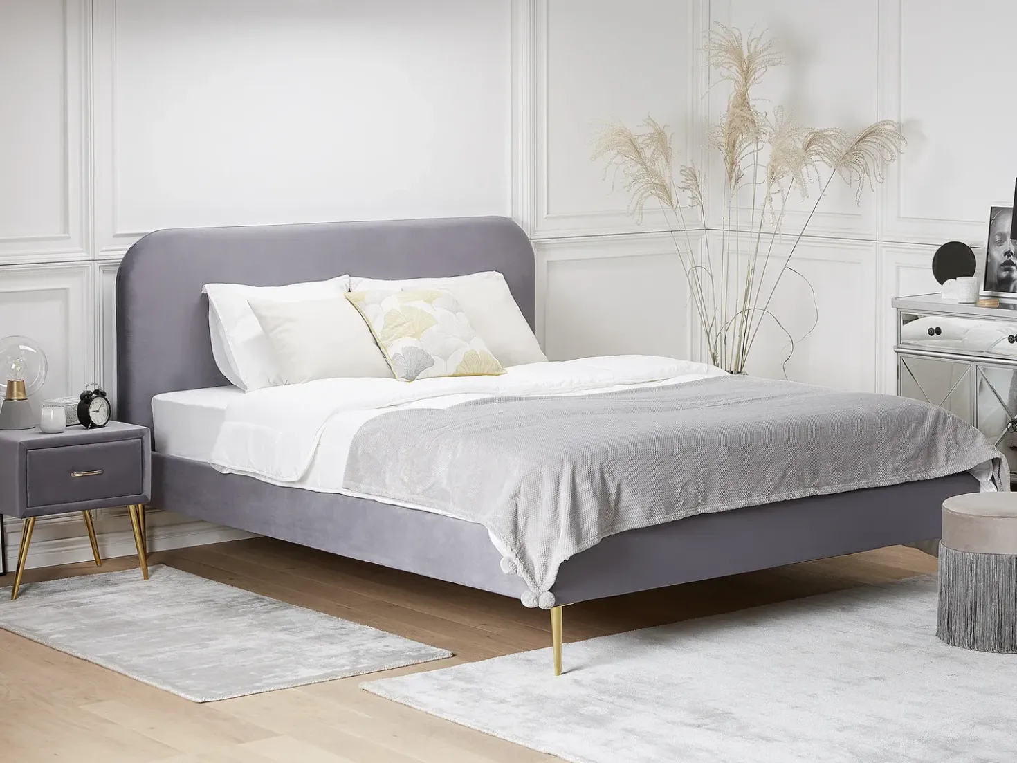 Letto Velluto FLAYAT 180 x 200 cm Grigio