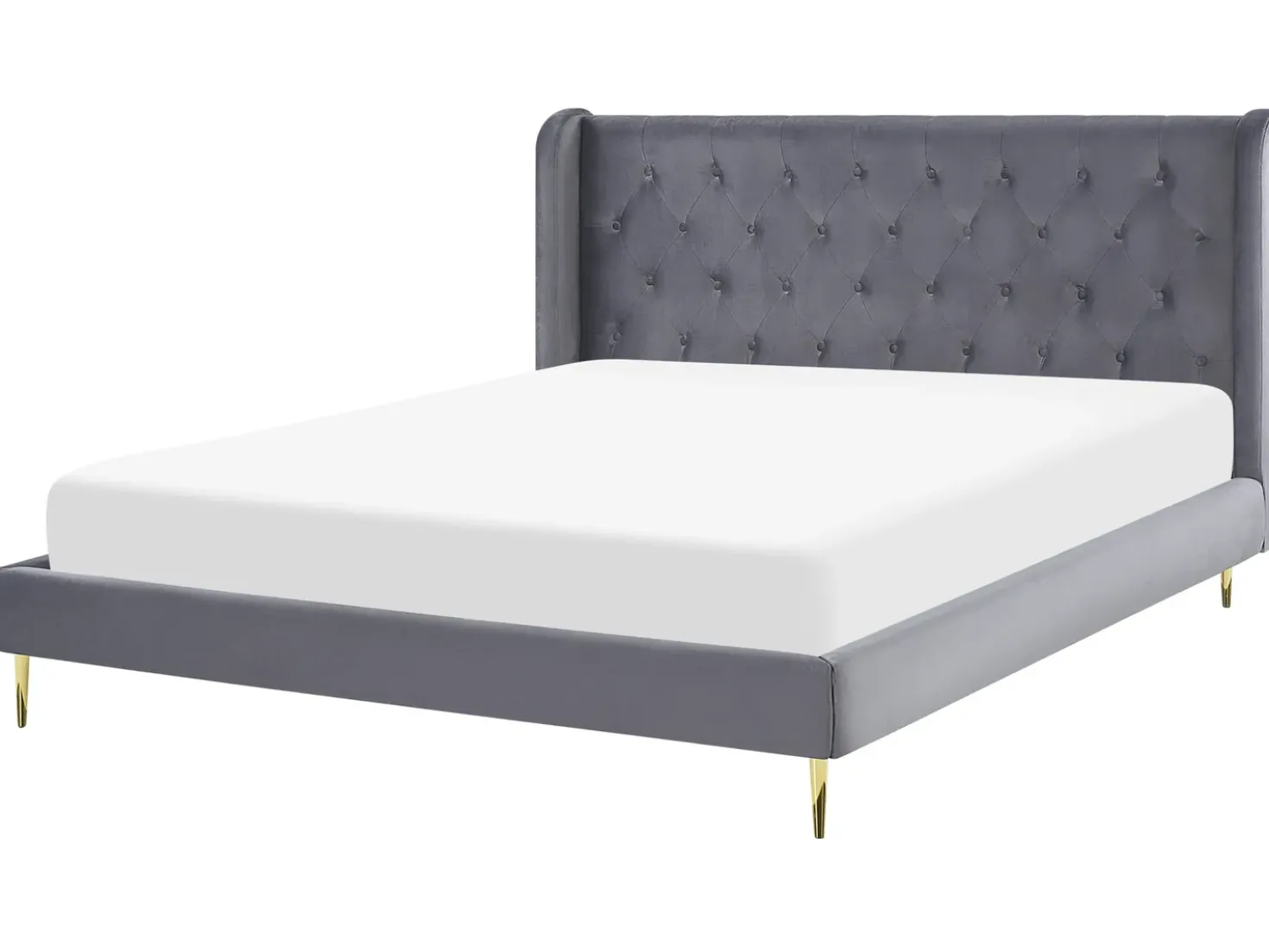 Letto Velluto FORBACH 180 x 200 cm Grigio