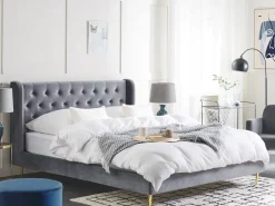 Letto Velluto FORBACH 180 x 200 cm Grigio