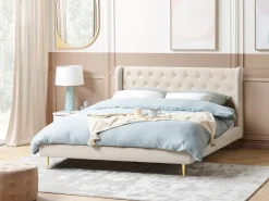 Letto Velluto FORBACH 180 x 200 cm Beige