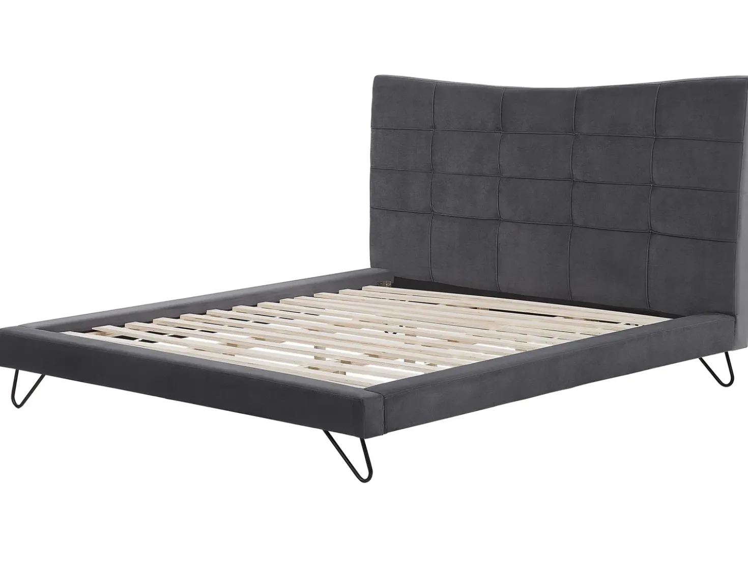 Letto Velluto LANNION 180 x 200 cm Grigio scuro