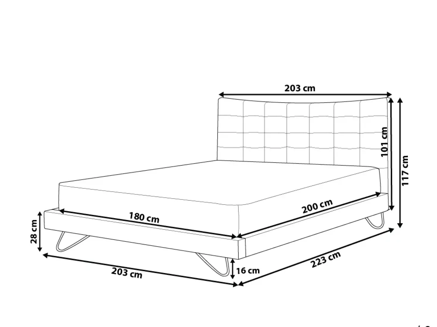 Letto Velluto LANNION 180 x 200 cm Grigio scuro