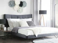 Letto Velluto LANNION 180 x 200 cm Grigio scuro