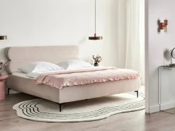 Letto Velluto LESSAY 180 x 200 cm Beige chiaro