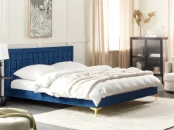 Letto Velluto LIMOUX 180 x 200 cm Blu marino