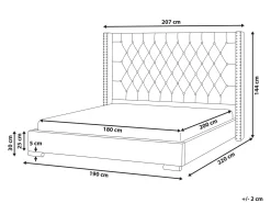 Letto Velluto LUBBON 180 x 200 cm Bianco sporco