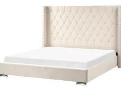 Letto Velluto LUBBON 180 x 200 cm Bianco sporco