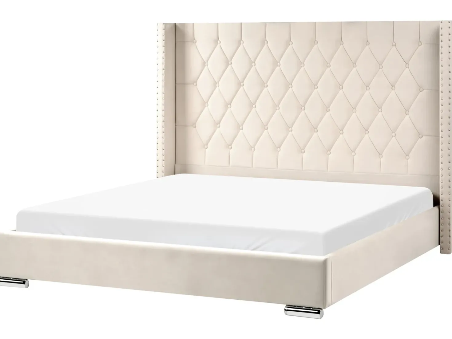 Letto Velluto LUBBON 180 x 200 cm Bianco sporco
