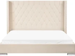 Letto Velluto LUBBON 180 x 200 cm Bianco sporco