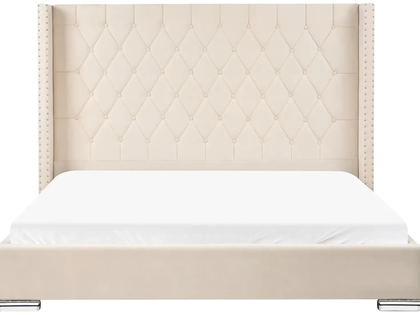 Letto Velluto LUBBON 180 x 200 cm Bianco sporco