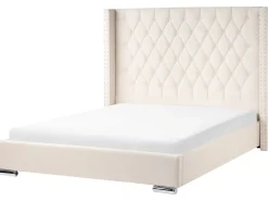 Letto Velluto LUBBON 160 x 200 cm Bianco sporco
