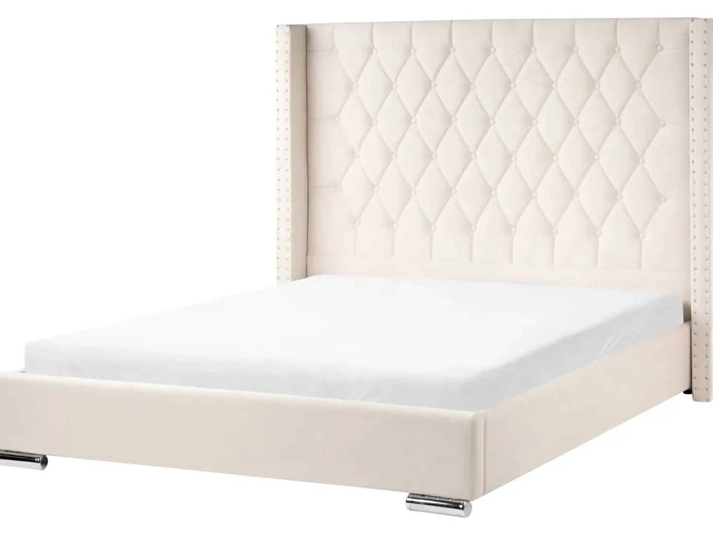 Letto Velluto LUBBON 160 x 200 cm Bianco sporco