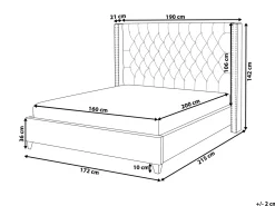 Letto Velluto LUBBON 160 x 200 cm Bianco sporco