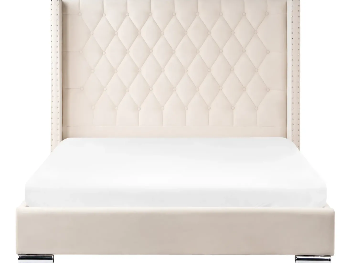 Letto Velluto LUBBON 160 x 200 cm Bianco sporco