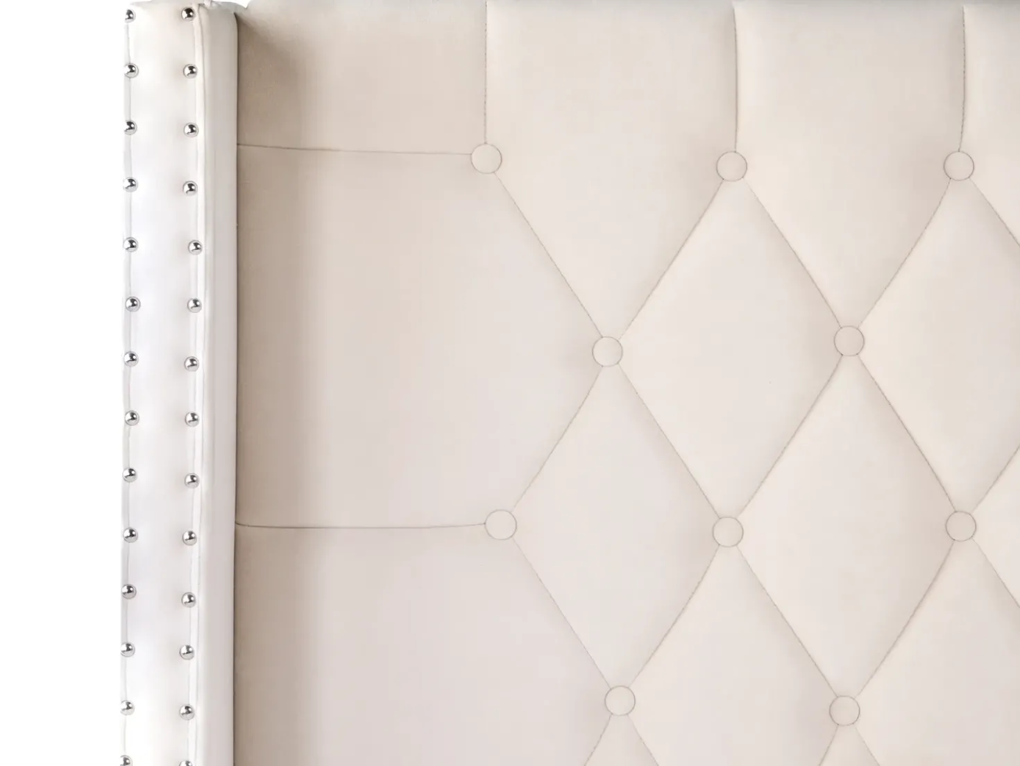 Letto Velluto LUBBON 160 x 200 cm Bianco sporco