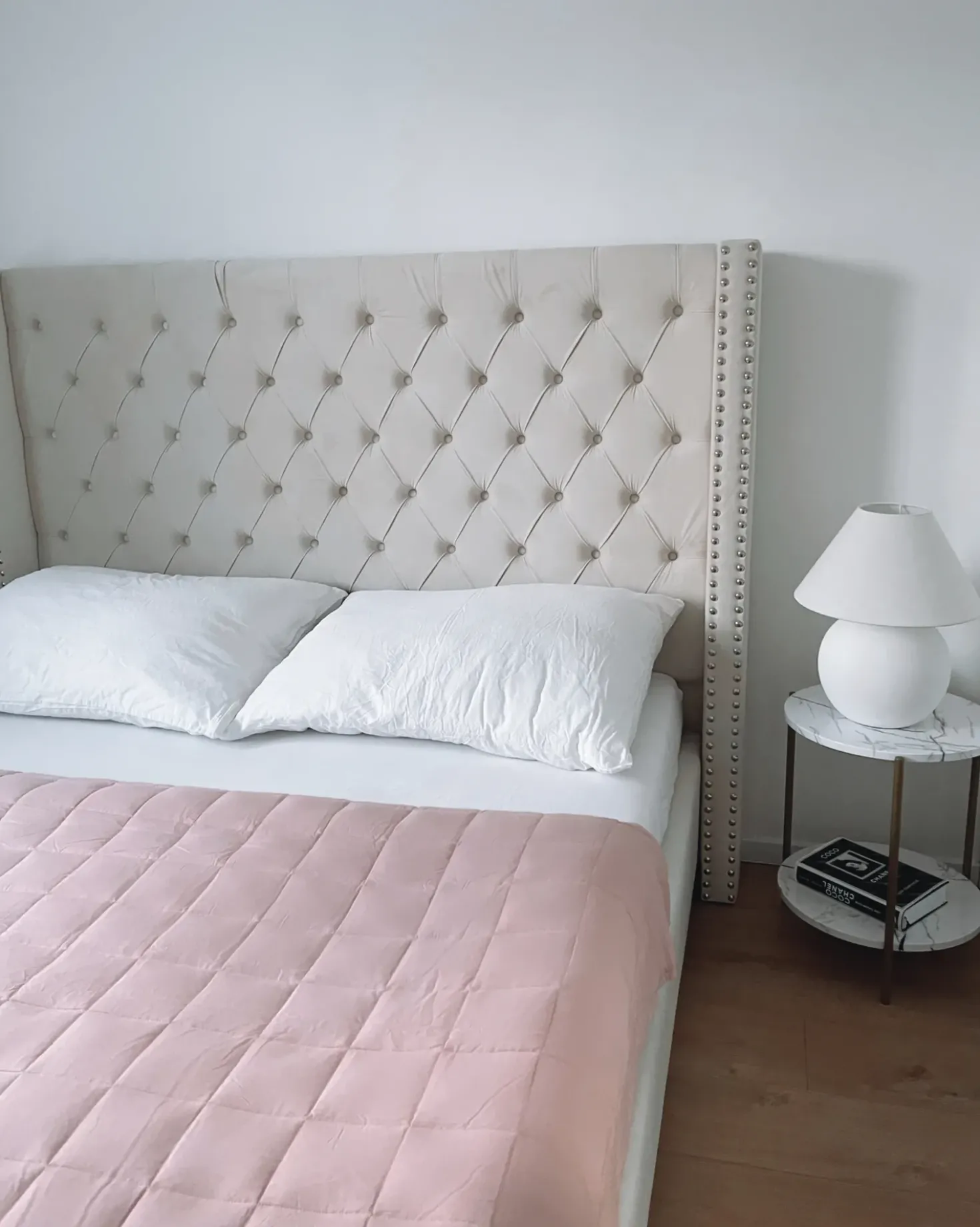 Letto Velluto LUBBON 160 x 200 cm Bianco sporco