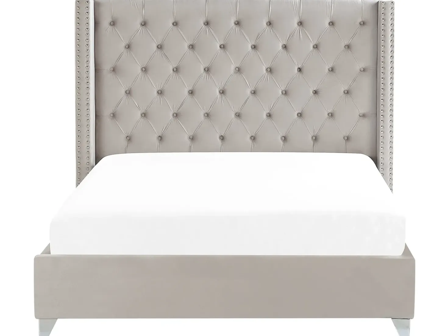 Letto Velluto LUBBON 180 x 200 cm Grigio chiaro