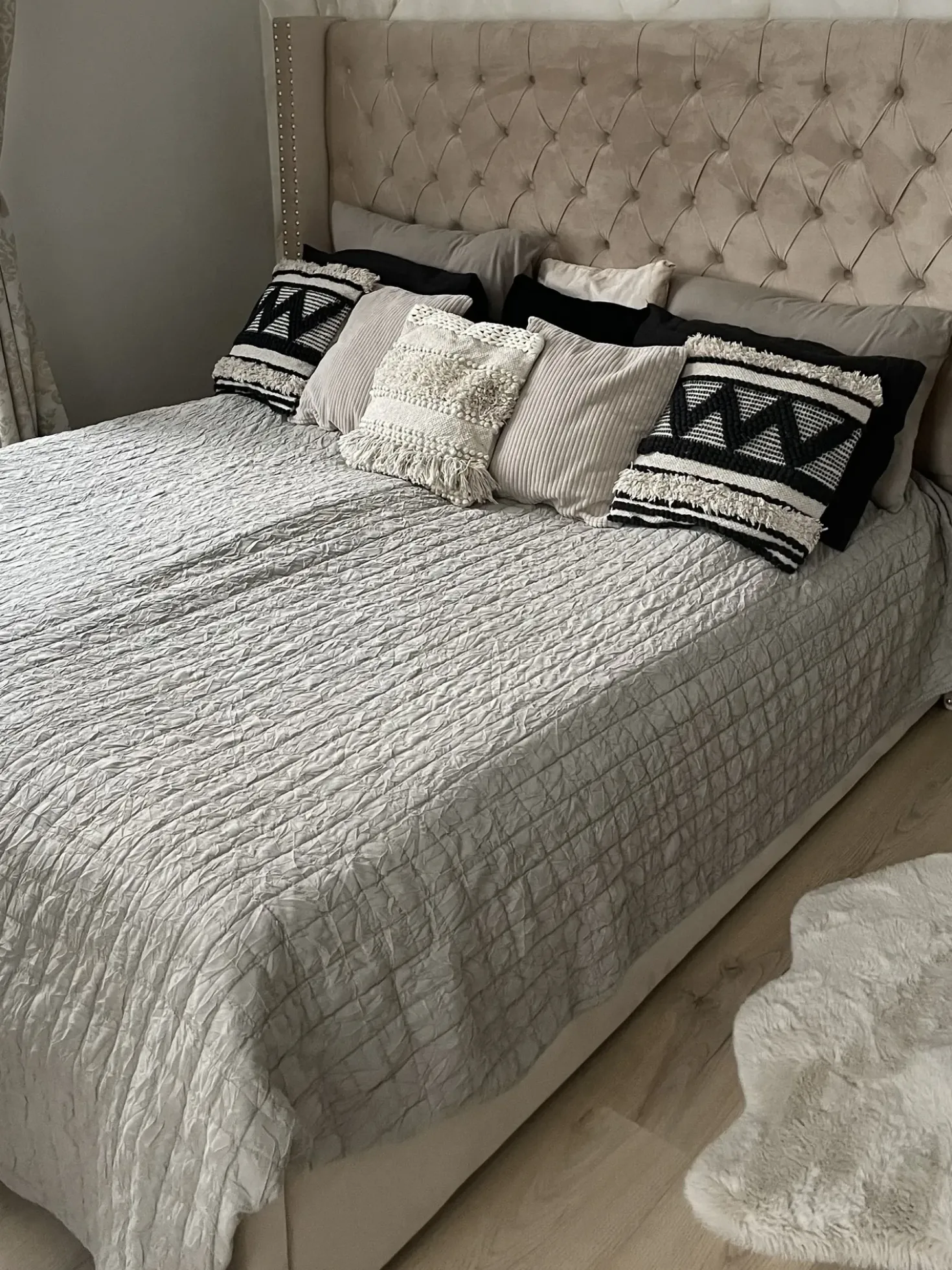Letto Velluto LUBBON 180 x 200 cm Beige