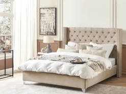 Letto Velluto LUBBON 180 x 200 cm Beige