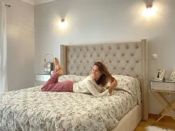 Letto Velluto LUBBON 180 x 200 cm Beige