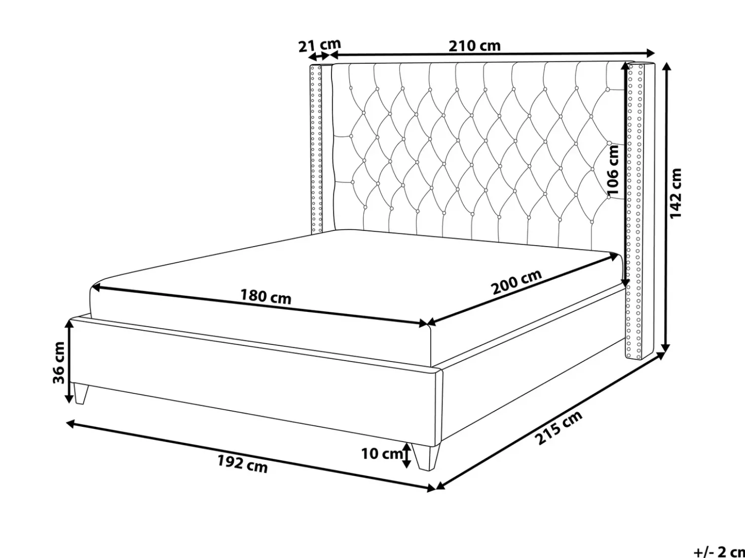 Letto Velluto LUBBON 180 x 200 cm Beige