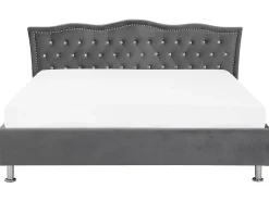 Letto Velluto METZ 180 x 200 cm Grigio scuro