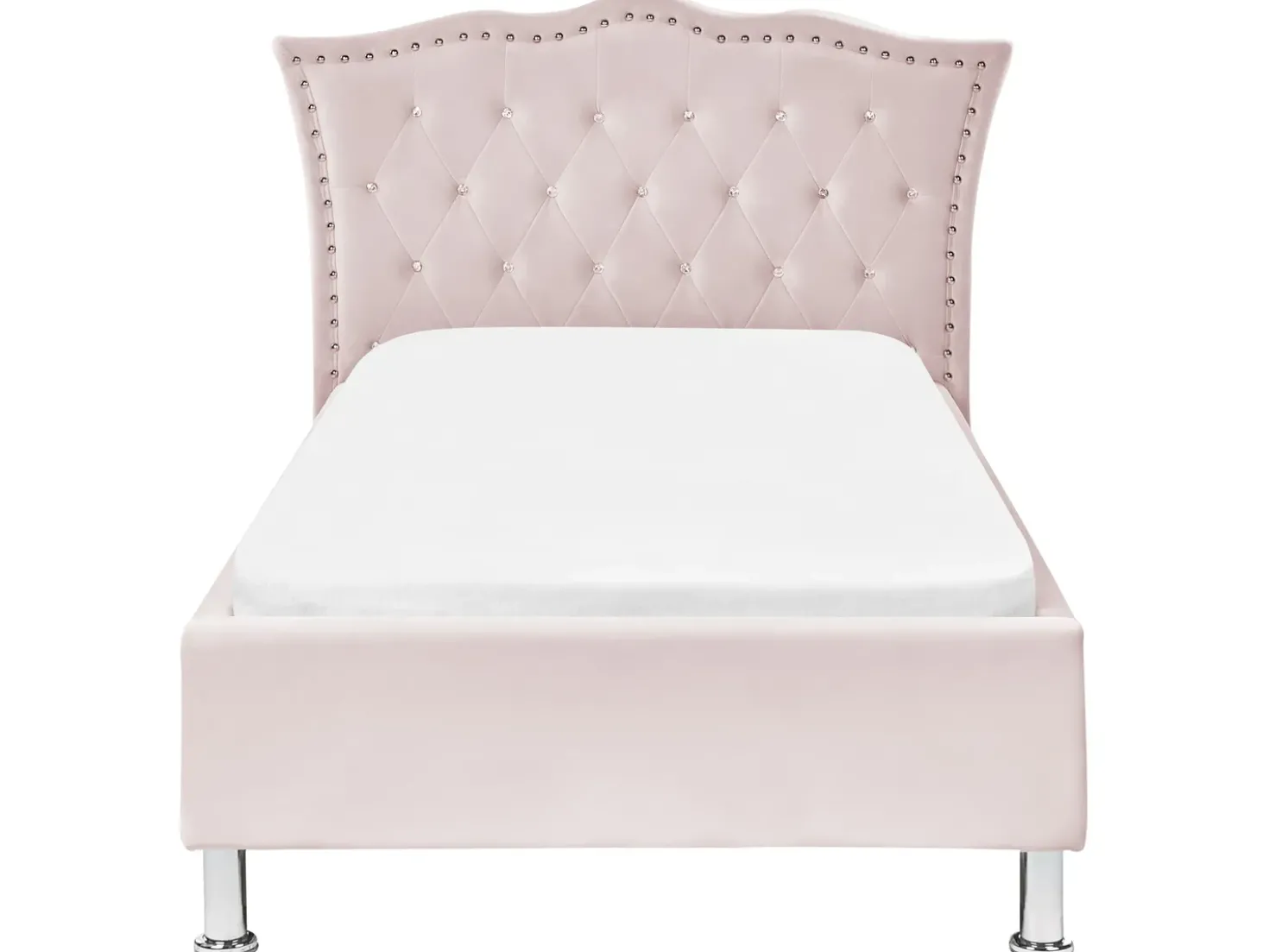 Letto Velluto METZ 90 x 200 cm Rosa pastello