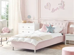 Letto Velluto METZ 90 x 200 cm Rosa pastello