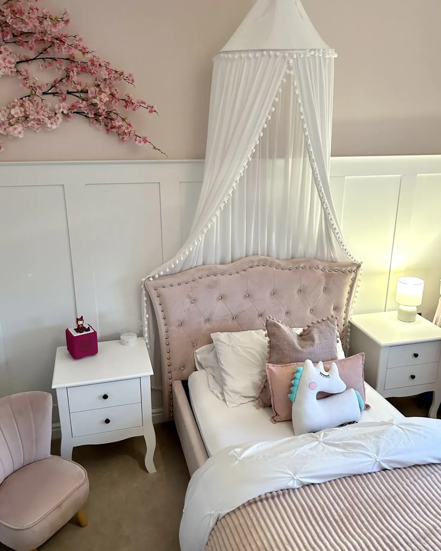 Letto Velluto METZ 90 x 200 cm Rosa pastello