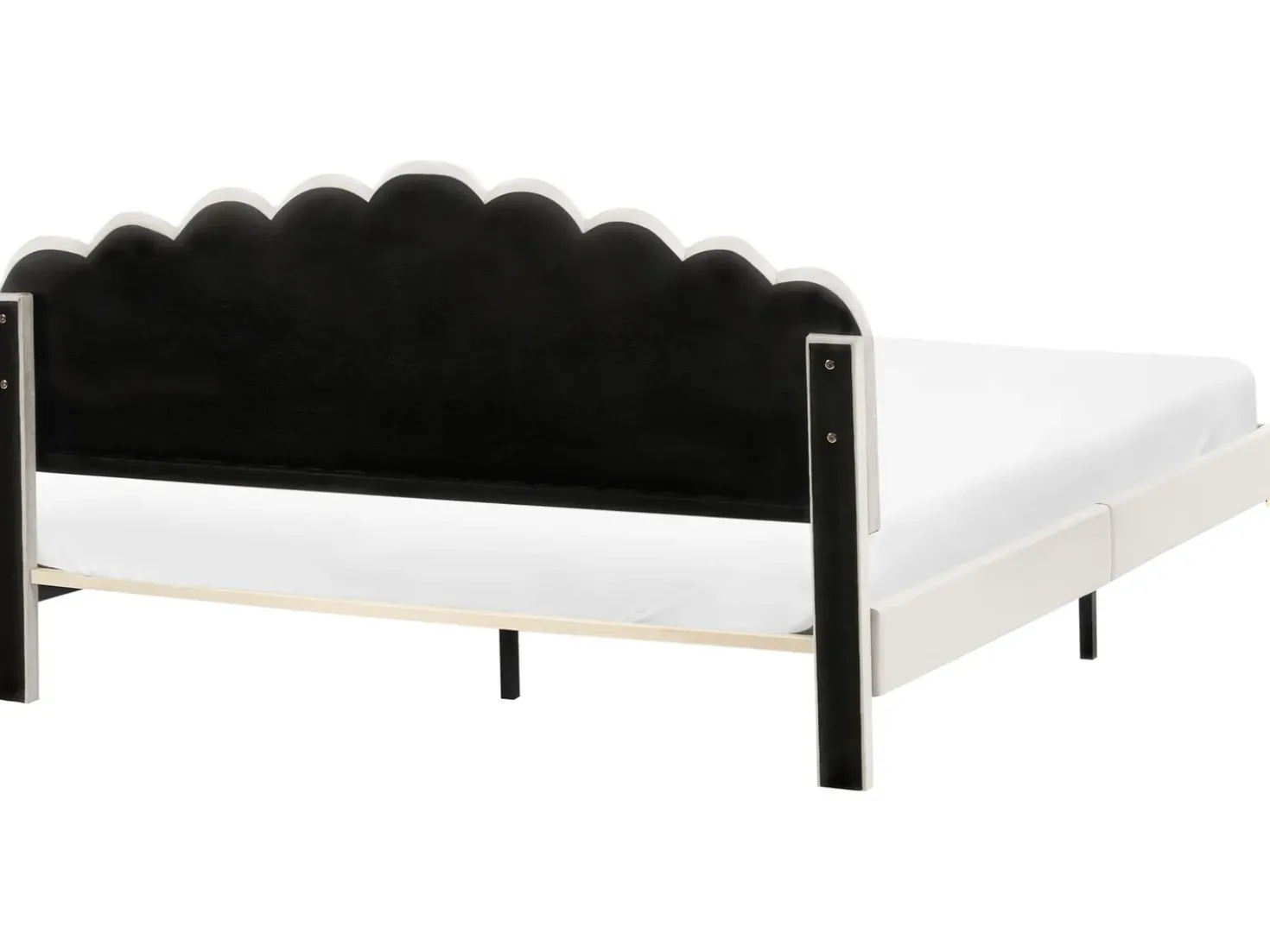 Letto Velluto SAUVIAN 180 x 200 cm Bianco sporco