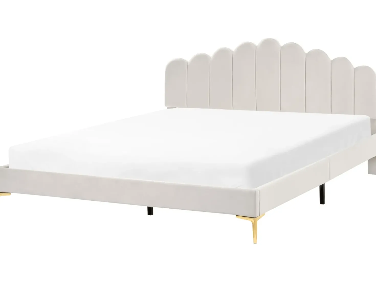 Letto Velluto SAUVIAN 180 x 200 cm Bianco sporco