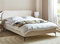 Letto Velluto SUZETTE 160 x 200 cm Beige chiaro