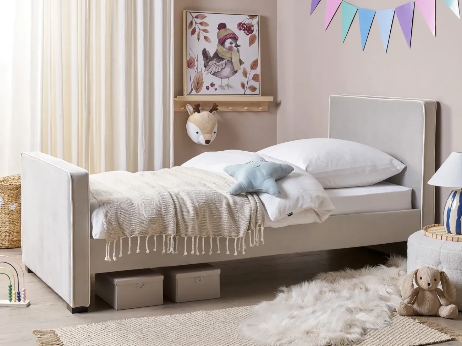 Letto Velluto TEENIE 90 x 200 cm Grigio chiaro