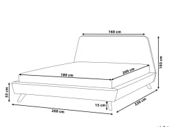 Letto Velluto VIENNE 180 x 200 cm Nero