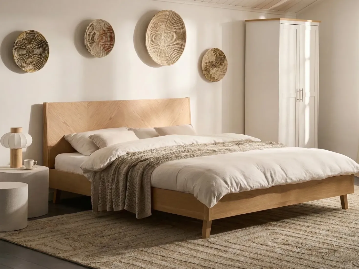 Letto WIZERNES 180 x 200 cm Rovere chiaro