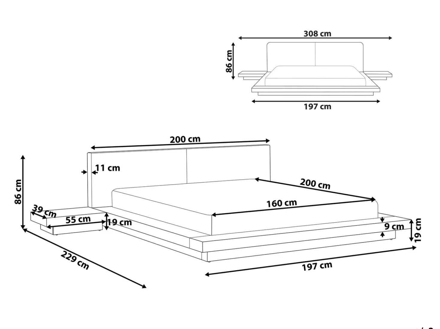 Letto ZEN 160 x 200 cm Bianco