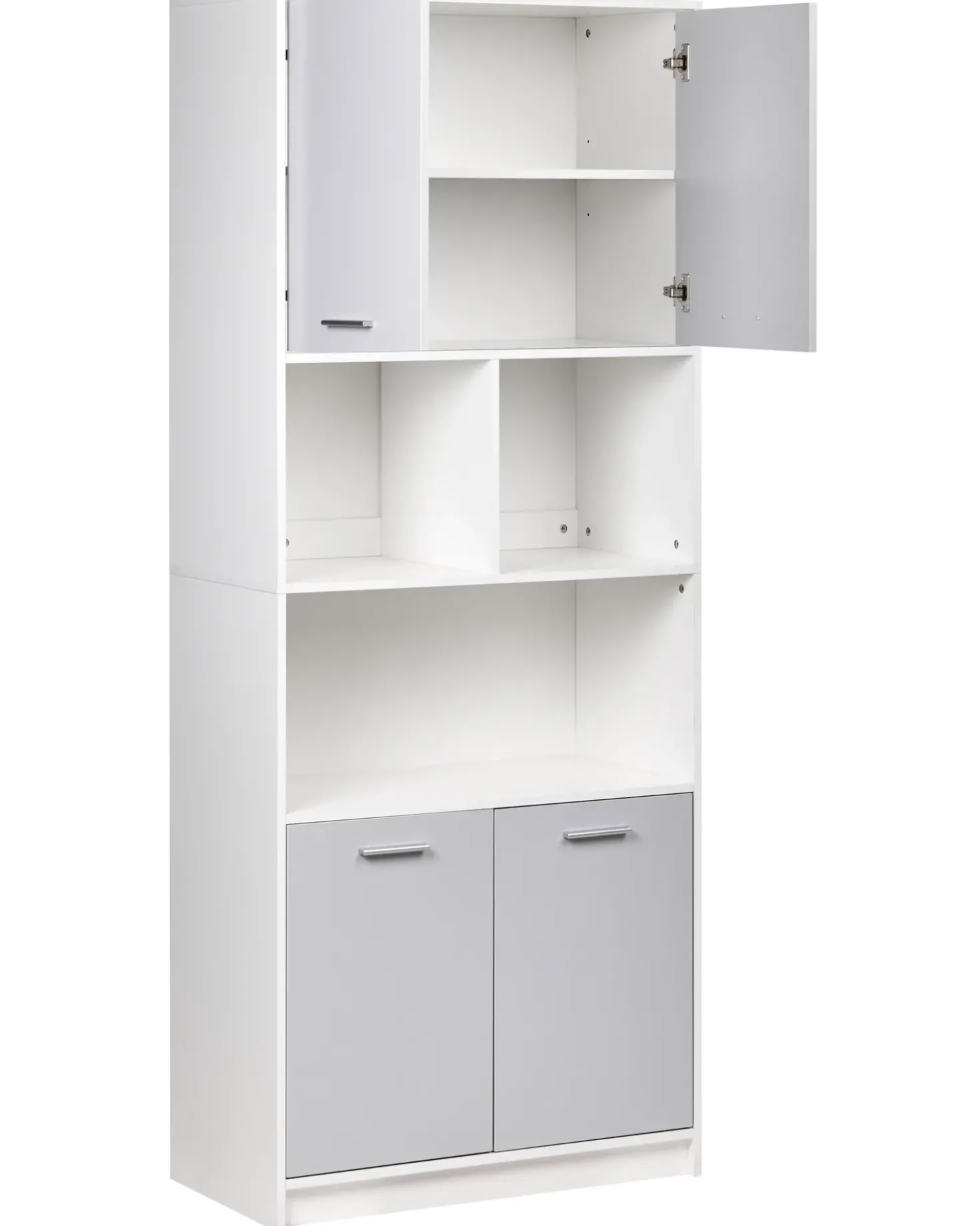 Libreria a 4 ante ZEHNA Grigio/Bianco