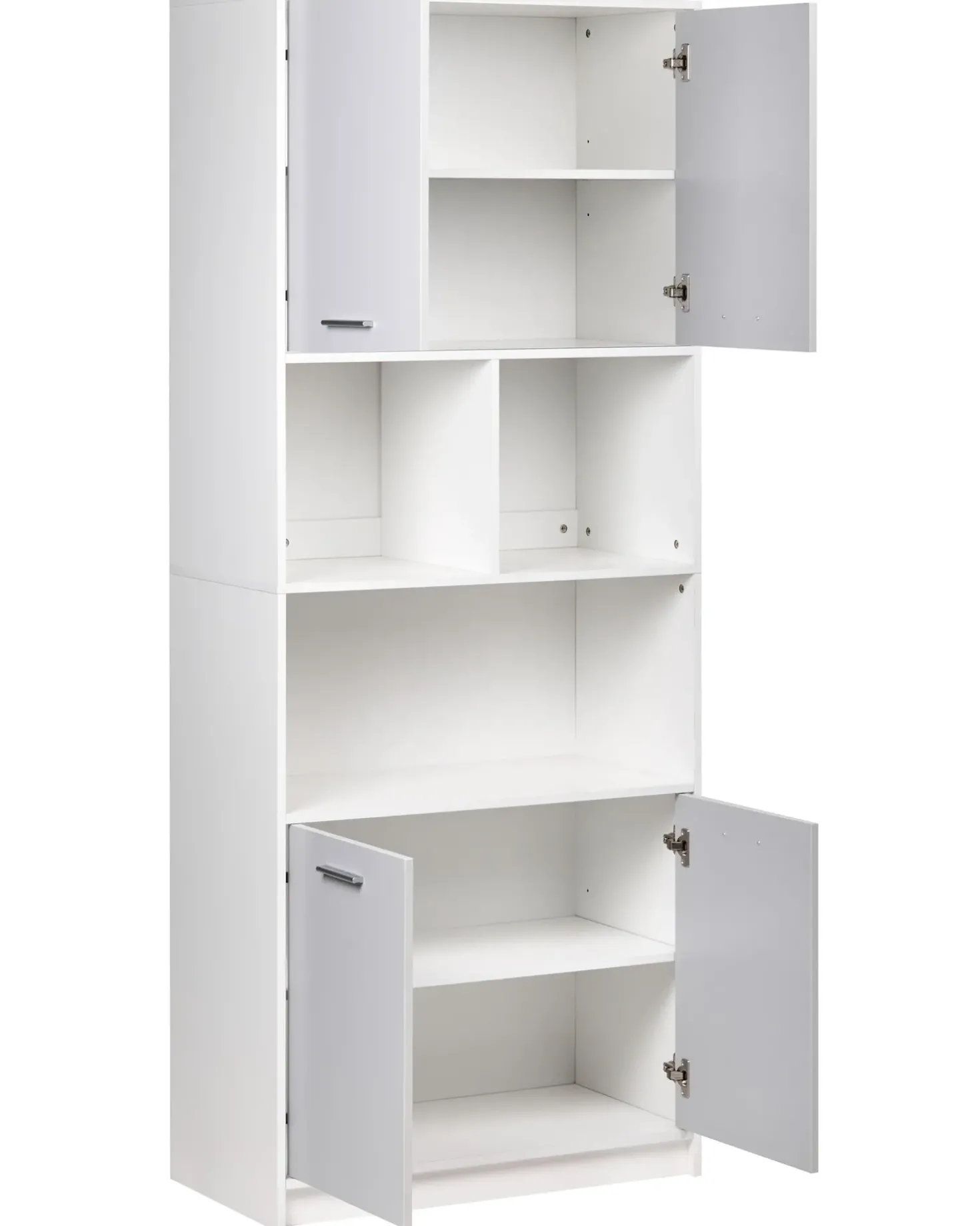 Libreria a 4 ante ZEHNA Grigio/Bianco