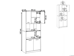 Libreria a 4 ante ZEHNA Grigio/Bianco