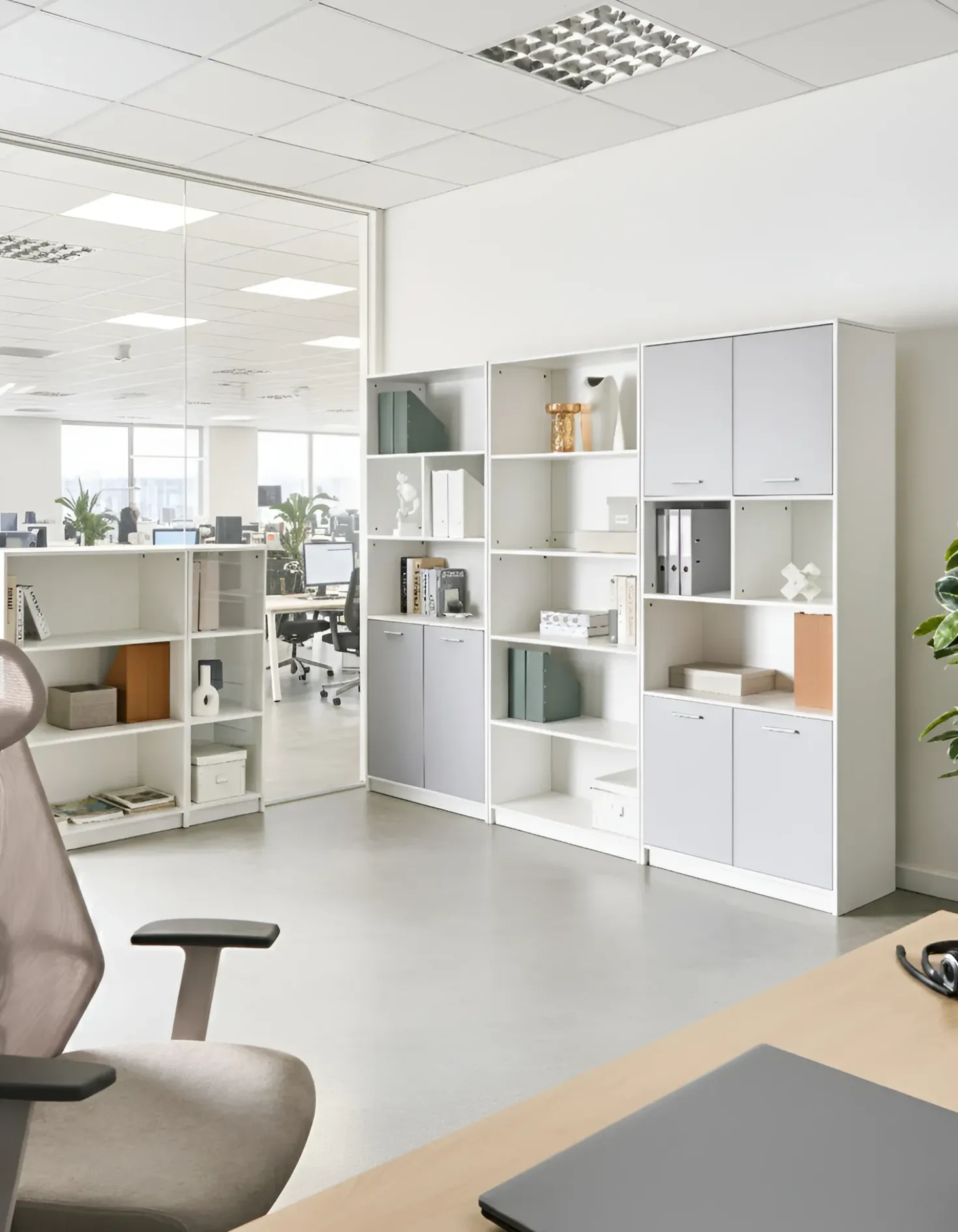 Libreria a 2 ante ZEHNA Grigio/Bianco