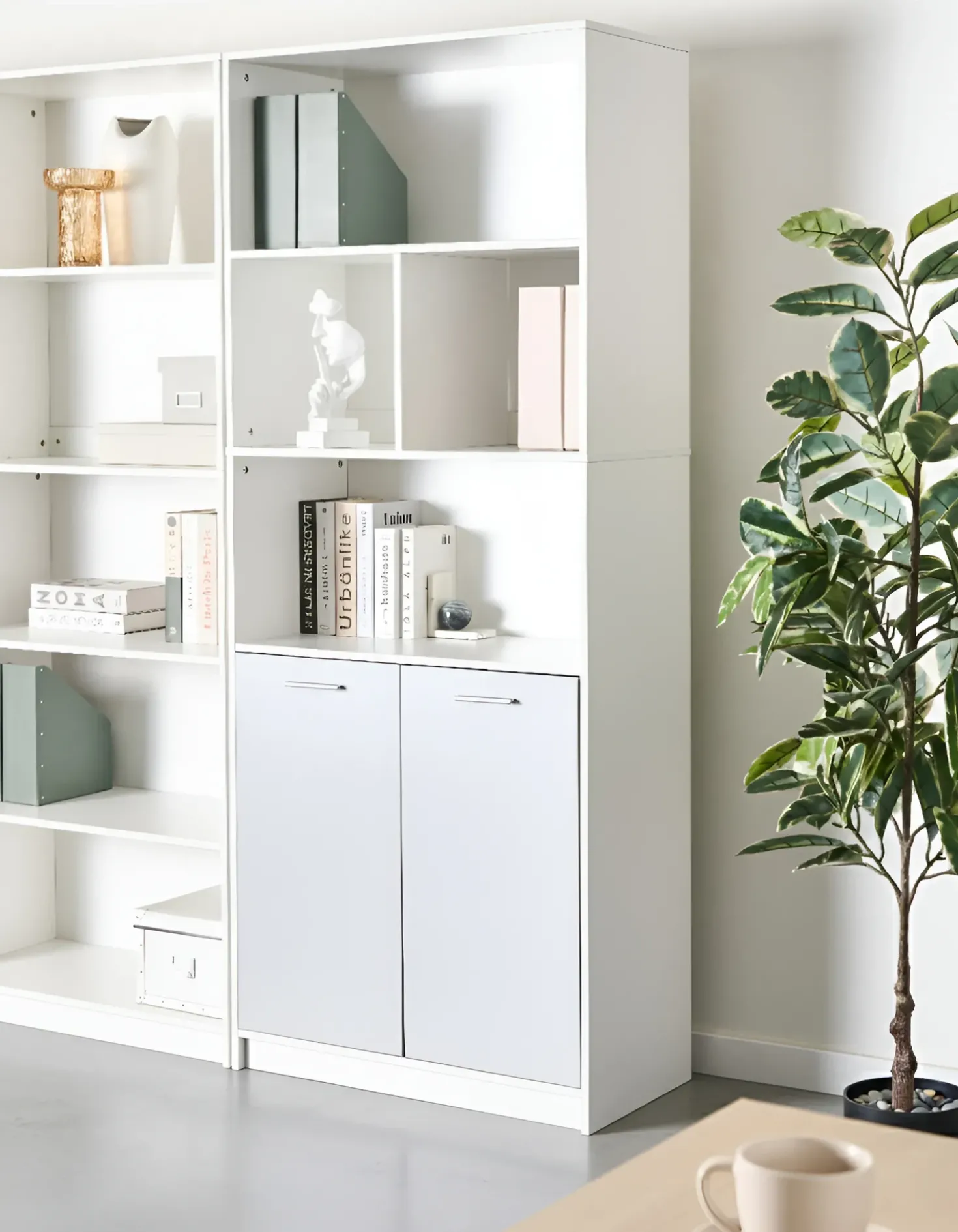 Libreria a 2 ante ZEHNA Grigio/Bianco