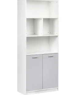 Libreria a 2 ante ZEHNA Grigio/Bianco