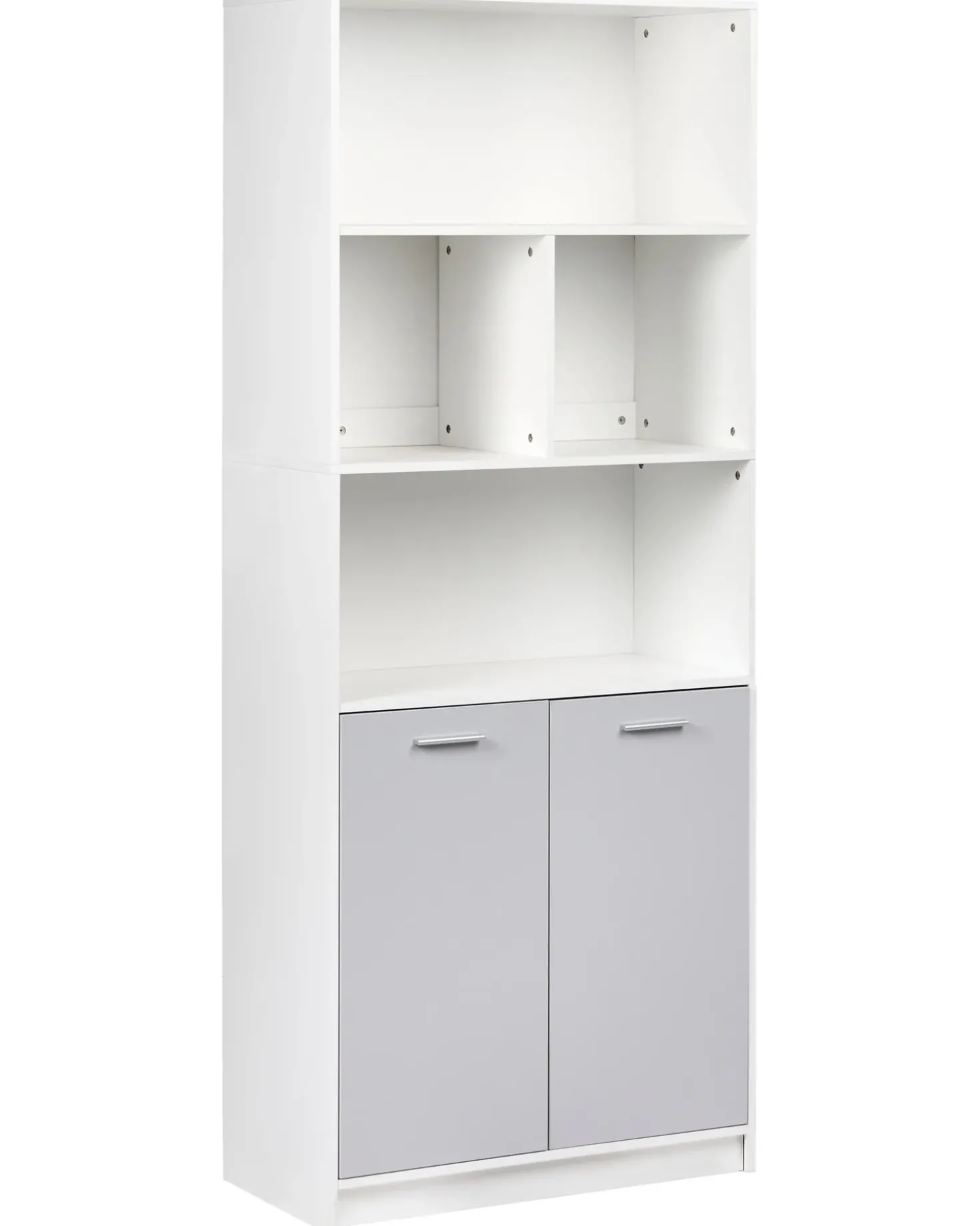 Libreria a 2 ante ZEHNA Grigio/Bianco
